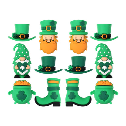 Silicone 3D Focal Beads St Patricks Day Lucky Hat With Clover Detail 20pcs