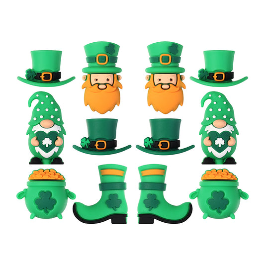 Silicone 3D Focal Beads St Patricks Day Lucky Hat With Clover Detail 20pcs