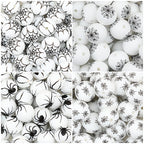 15mm Halloween Spider Web Printed Silicone Beads White Black 50pcs