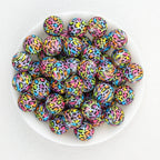 15mm Leopard Print Pattern Silicone Round Beads 50pcs - Multicolor Leopard