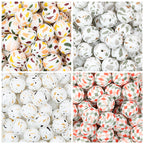 Colorful Pattern 15mm Silicone Round Beads 50pcs