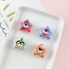Checkered Star Shaped Acrylic Beads with Penguin Print 20*18mm 20pcs 2