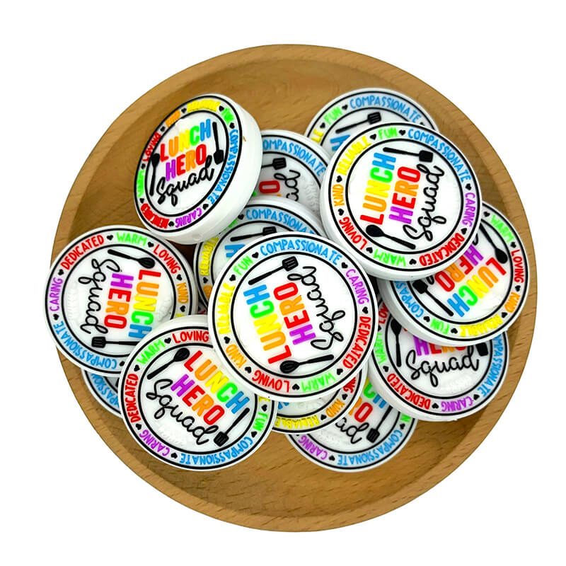 Silicone Focal Beads Lunch Hero Squad Rainbow Lettering Kitchen Icons 1 pcs 2