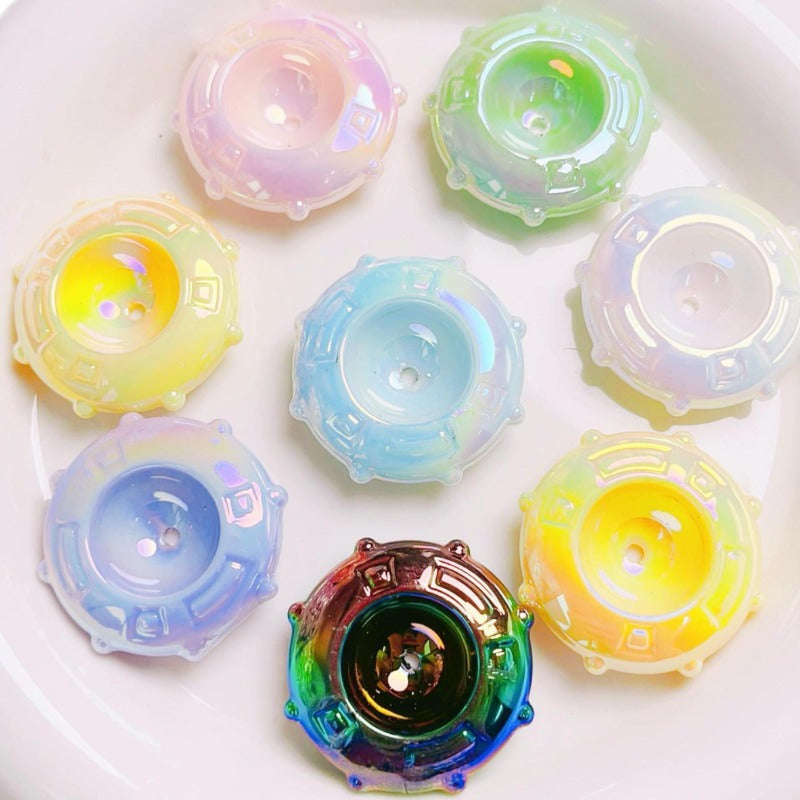 Candy Frisbee Acrylic Beads 30mm Glossy Pastel Rainbow 10pcs 4