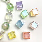 Colorful UV Finish Cube Acrylic Beads 14mm Pastel Glow 50pcs 3