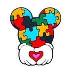 Silicone Focal Beads Puzzle Mickey Mouse Heart Holding Red Heart 20pcs
