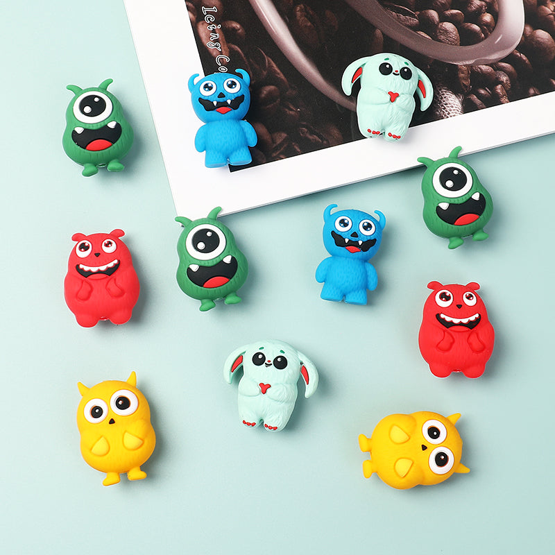 Silicone 3D Focal Beads Little Monster Bright Eyes Quirky Expressions 20pcs 6