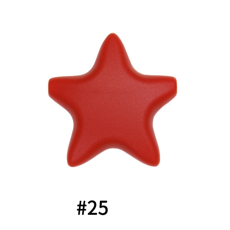 Star Shaped 45mm Silicone Beads Smooth Surface 50pcs 19