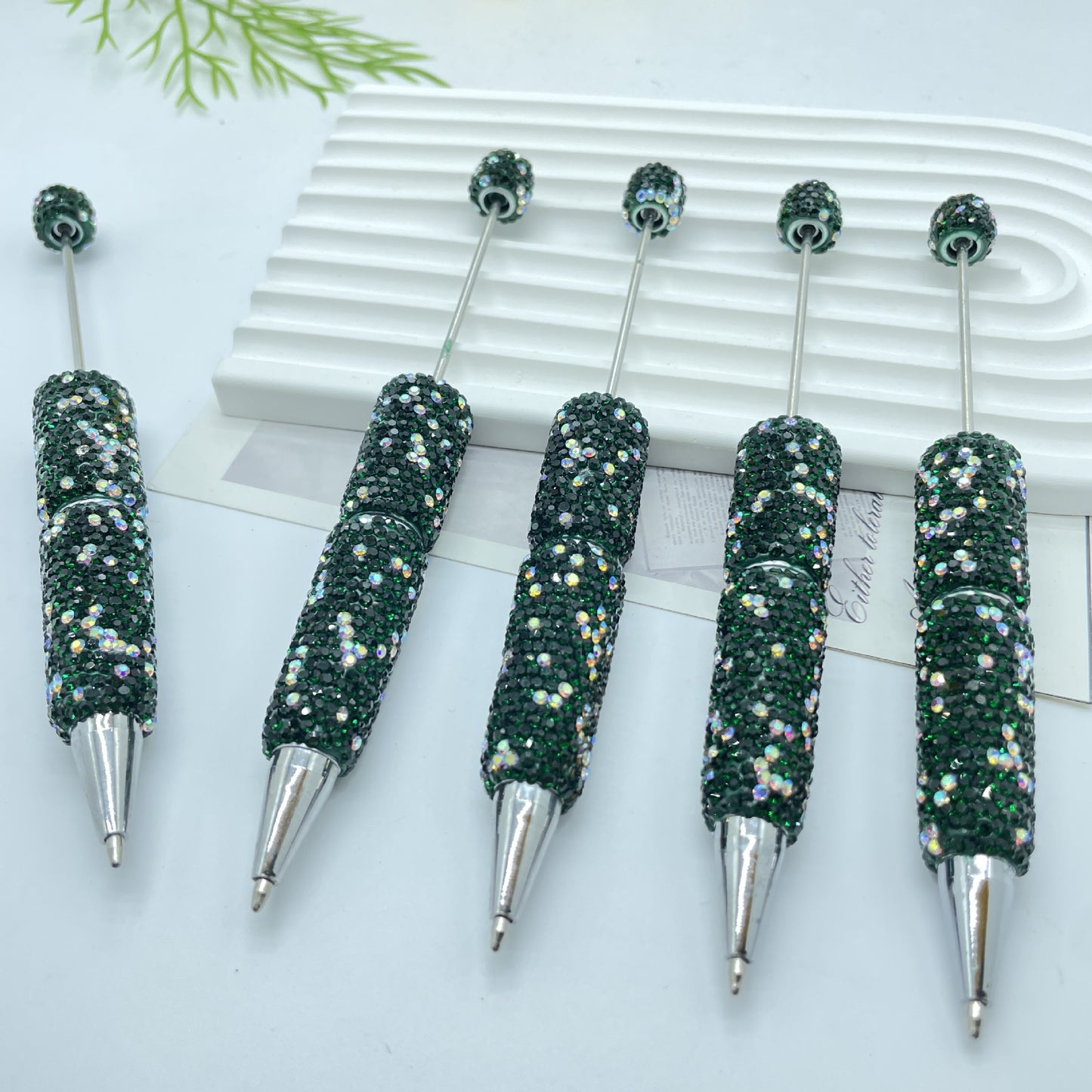 Beadable Pen Full Rhinestone Shimmering Lotus Purple Ballpoint 9