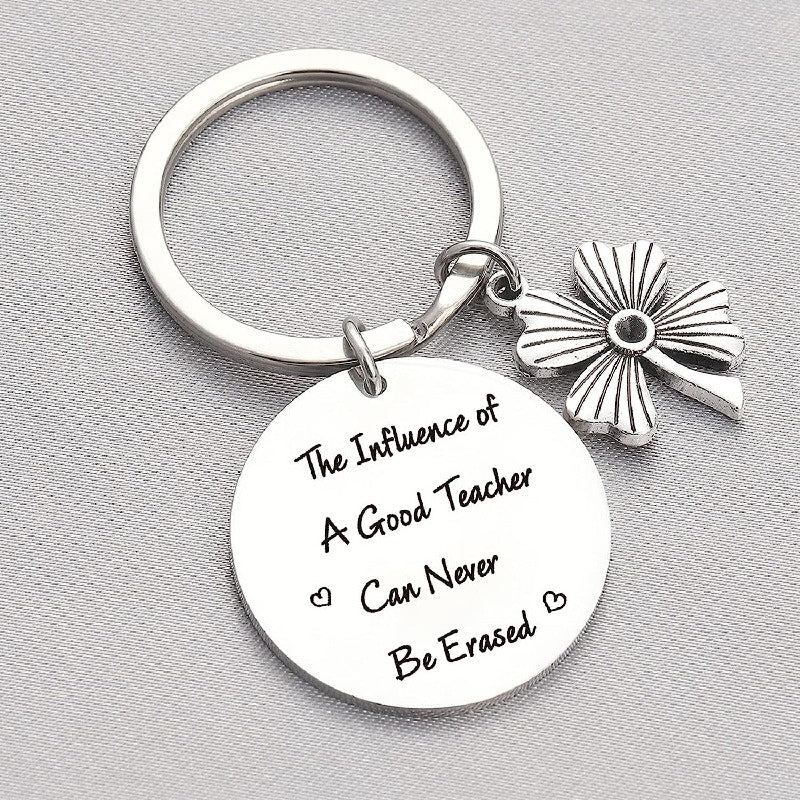 Stainless Steel Four Leaf Clover Keychain Teacher Gift Engraved 2