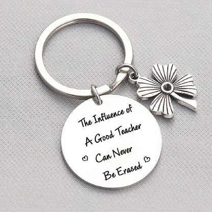 Stainless Steel Four Leaf Clover Keychain Teacher Gift Engraved 2