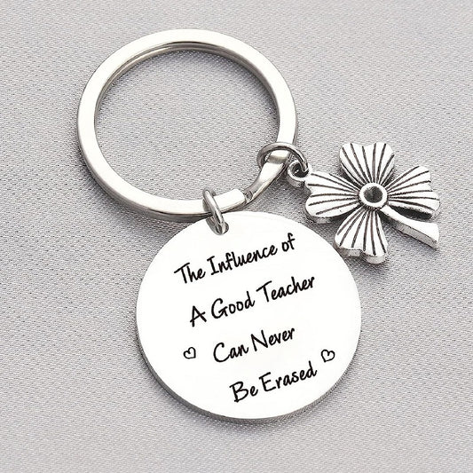 Stainless Steel Four Leaf Clover Keychain Teacher Gift Engraved 2