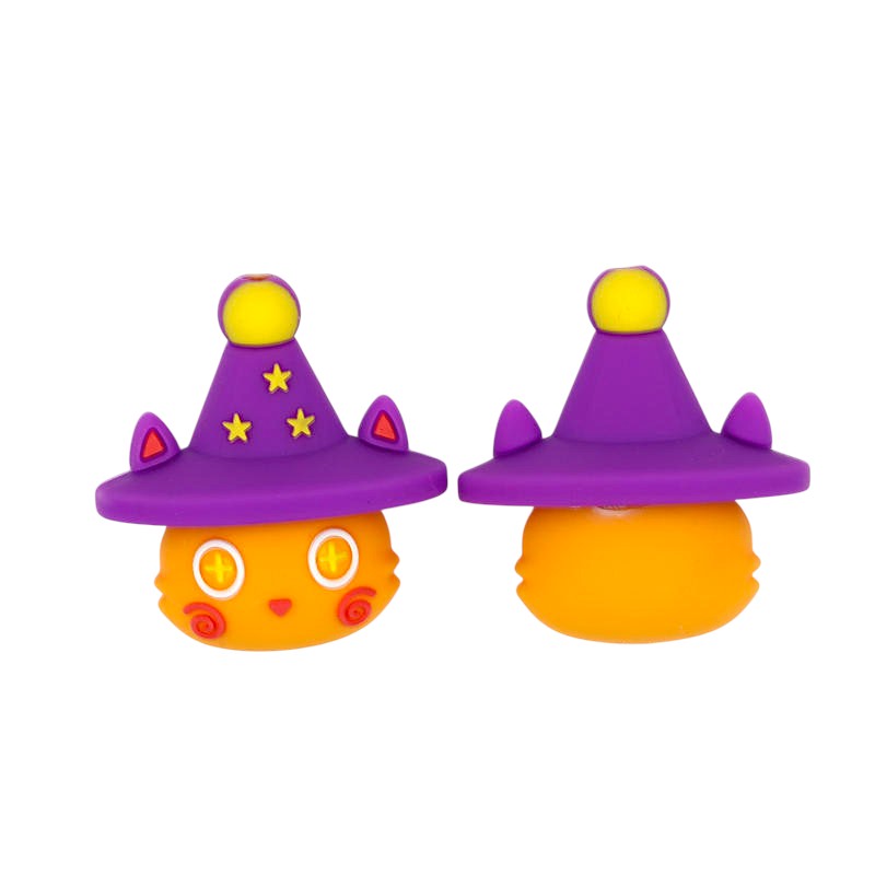 Silicone 3D Focal Beads Halloween Imp Wizard Hat Stars 20pcs