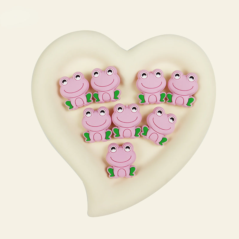 Silicone Focal Beads Frog Smiling Face Sitting Pose 10pcs 6