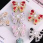 26mm Alloy Full Rhinestone Colorful Bow Ribbon Beads 2pcs 11