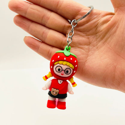 PVC Fruit Girl Keychain Soft Rubber Cartoon Character Charm 7