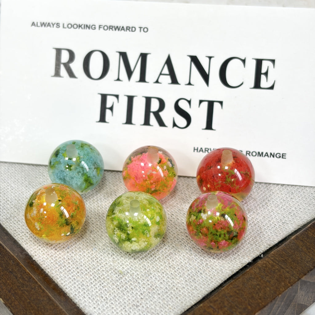 Floral Clear 16mm Resin Round Luminous Beads 10pcs 2