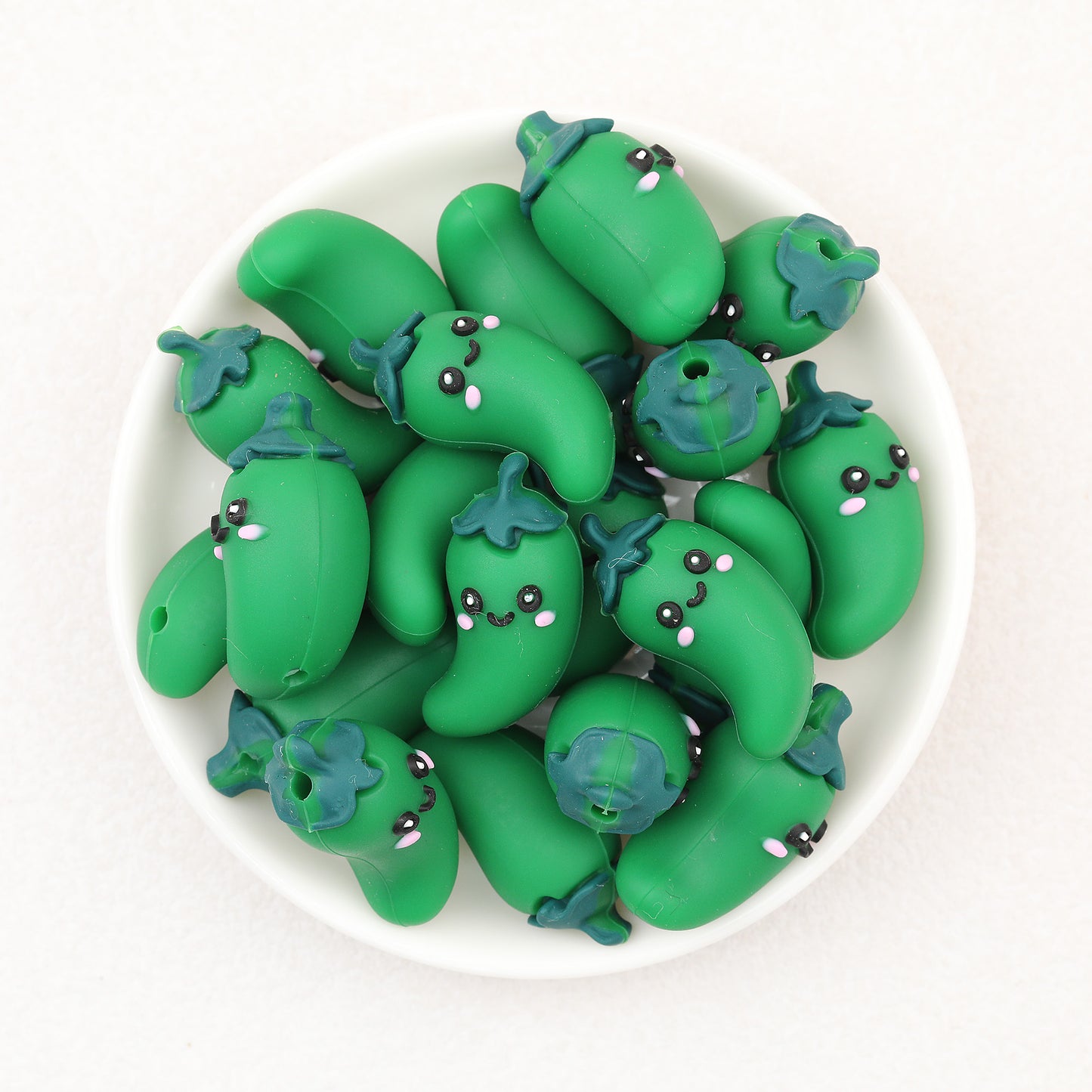 3D Three Color Cute Chili Silicone Focal Beads 20pcs 5
