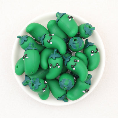 3D Three Color Cute Chili Silicone Focal Beads 20pcs 5
