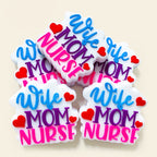 Silicone Focal Beads Nurse Mom Colorful Hearts Lettering 20pcs