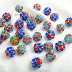 Colorful Flower Pattern Round Glass Beads 15mm 10pcs 4