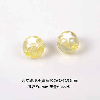 Star Pattern 10mm Acrylic Round Beads Shiny Surface 20pcs 10