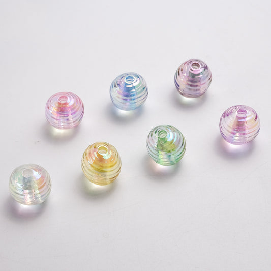 Transparent Plating Round Acrylic Beads 16mm Screw Thread 50pcs 2