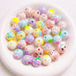 Hand-Painted Round Acrylic Beads 16mm Cartoon Design 5pcs 12