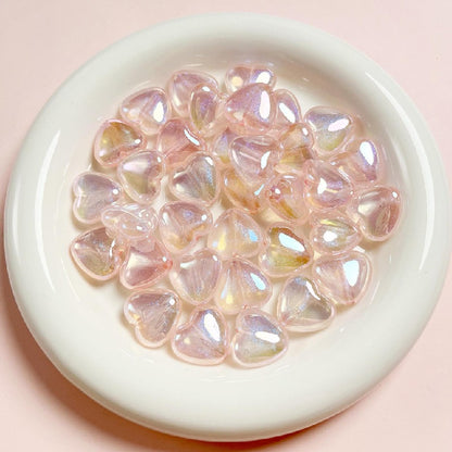 Transparent Heart Acrylic Beads 17x19mm Pastel Iridescent 10pcs 8