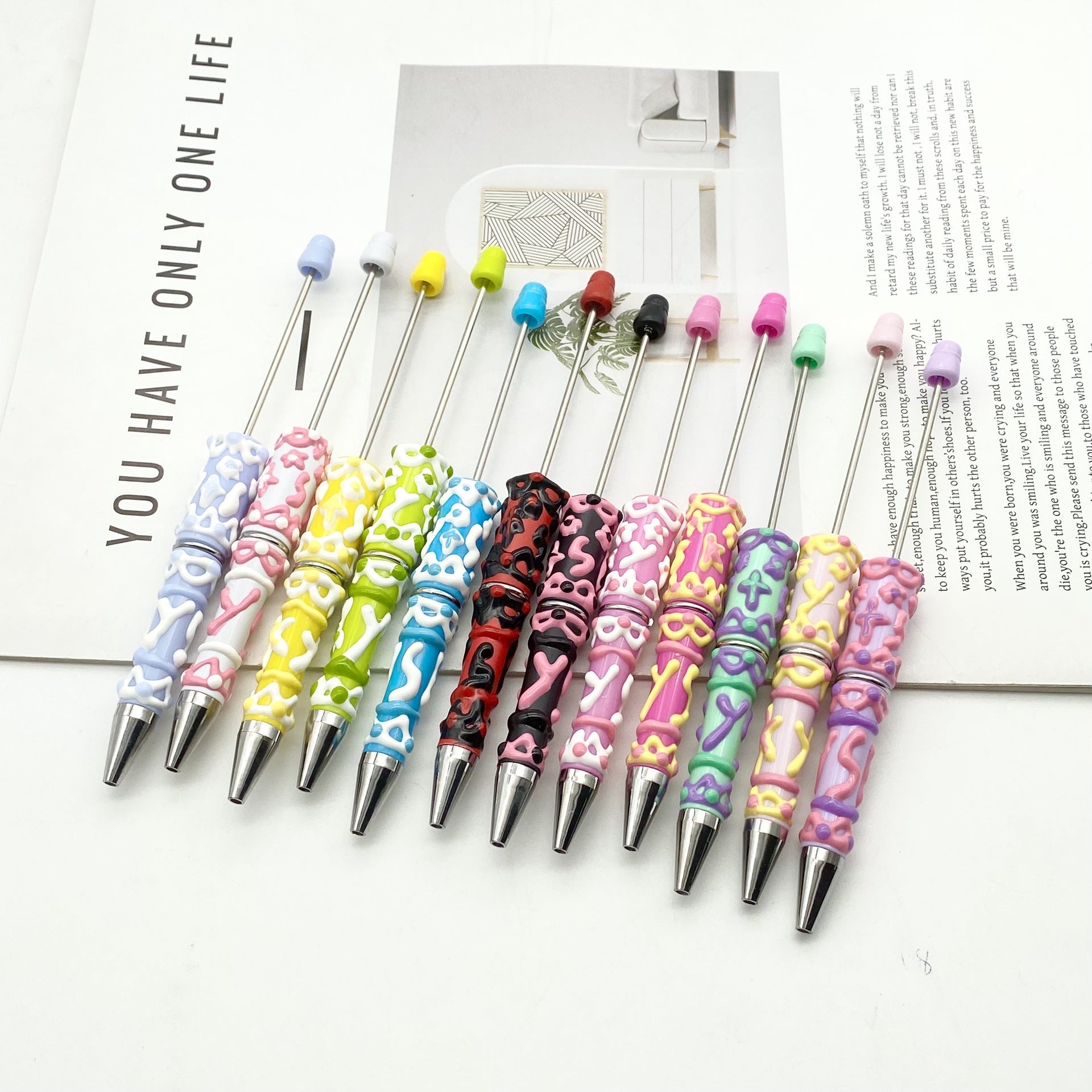 Beadable Pen Creative Candy Color Hand Painted Design 