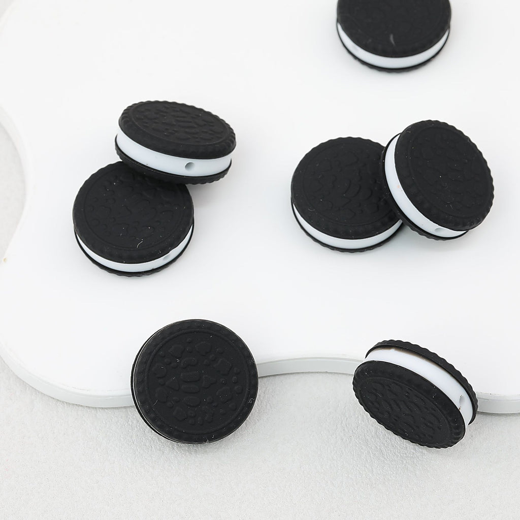 3D Black Cookie Silicone Focal Beads 20pcs