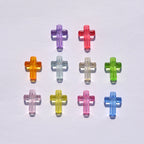 Transparent Cross Acrylic Beads 16mm Colored Glossy 100pcs