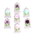 24mm Rose Frame Rhinestone Beads Alloy Decorative 3pcs 5