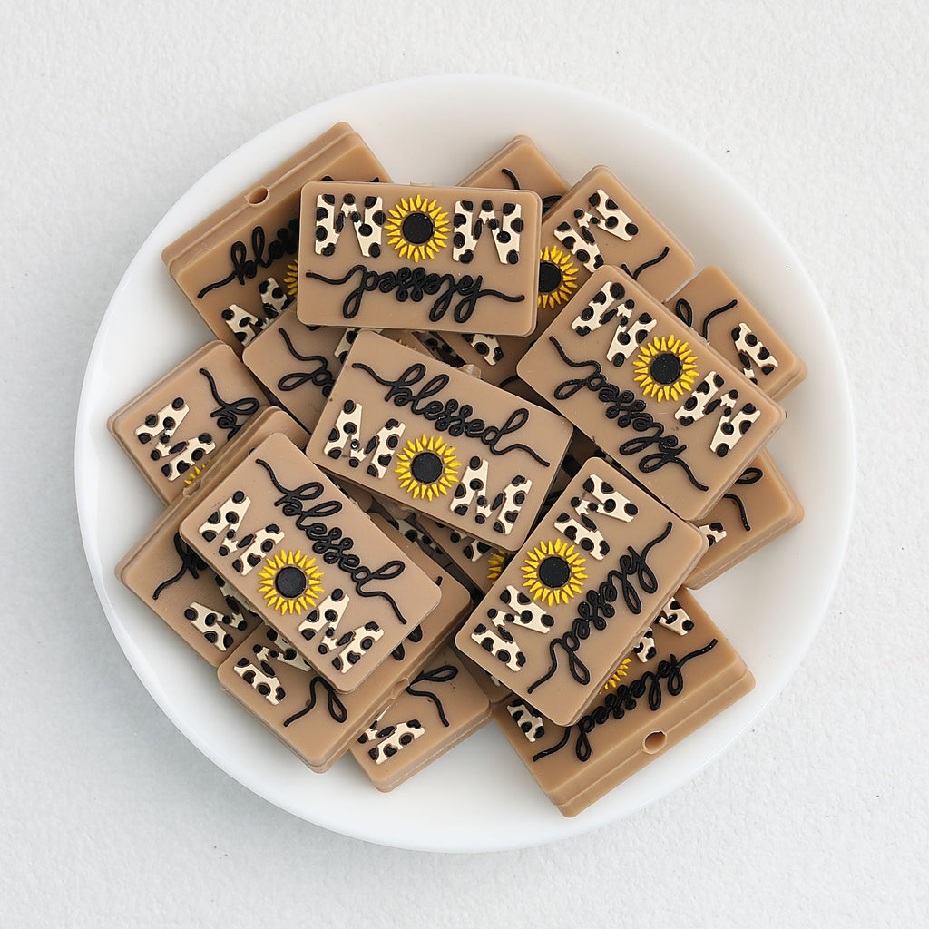 Mother Silicone Focal Beads Leopard Daisy Design 20pcs