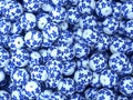 15mm Silicone Beads White Background Blue Flower Print 50pcs