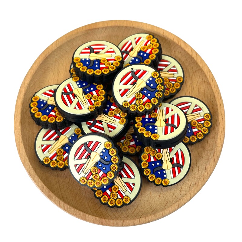 Silicone Focal Beads US Cow Peace Sign Sunflowers 20pcs 2