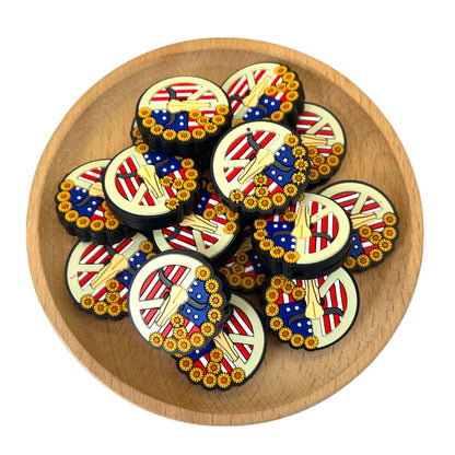 Silicone Focal Beads US Cow Peace Sign Sunflowers 20pcs 2