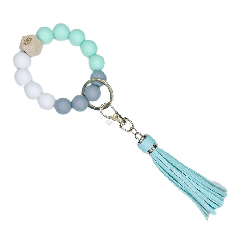 Silicone Beads Bracelet Keychain Soft Tassel Colorful Charm 5