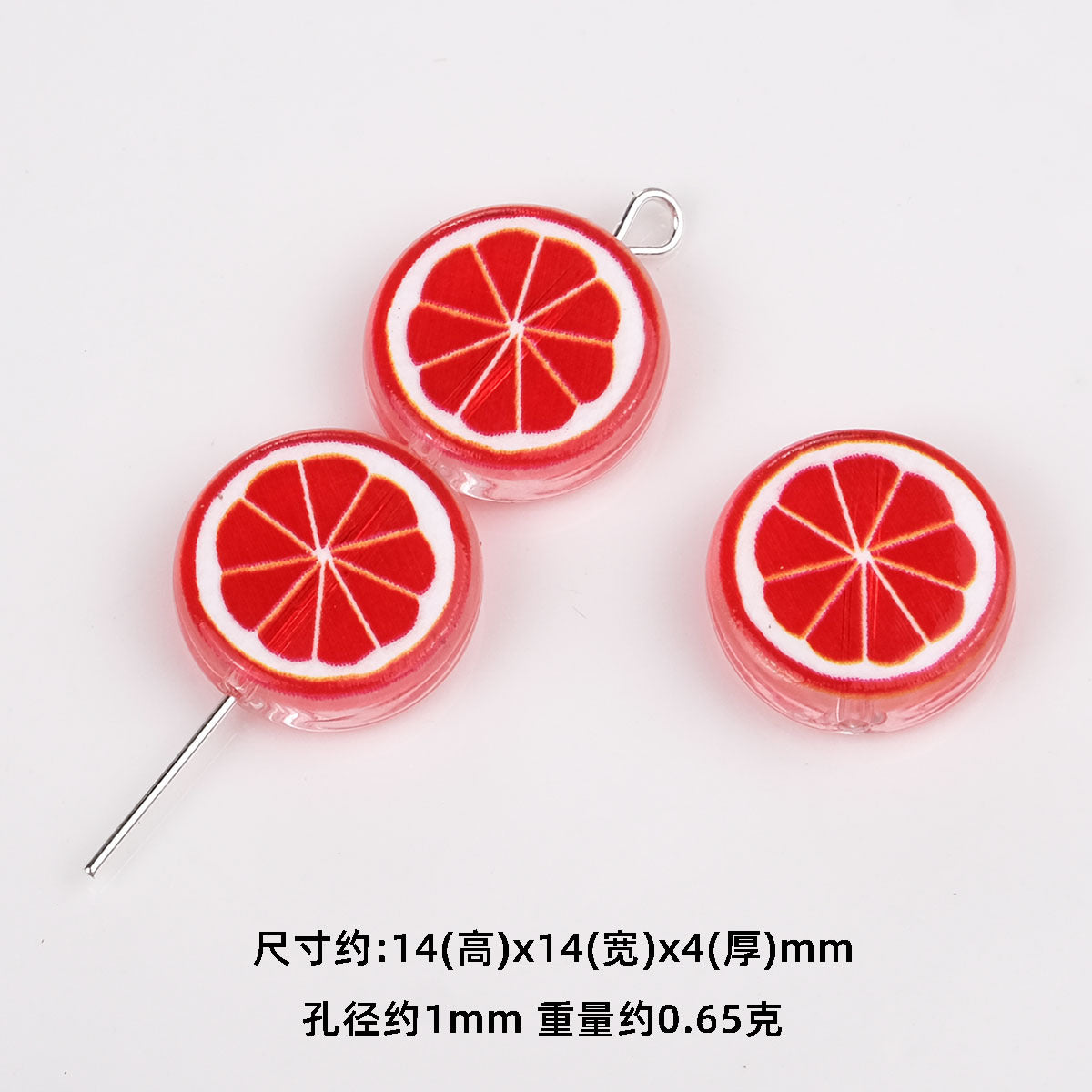 Colorful 14mm Round Acrylic Lemon Slice Beads 50pcs 8