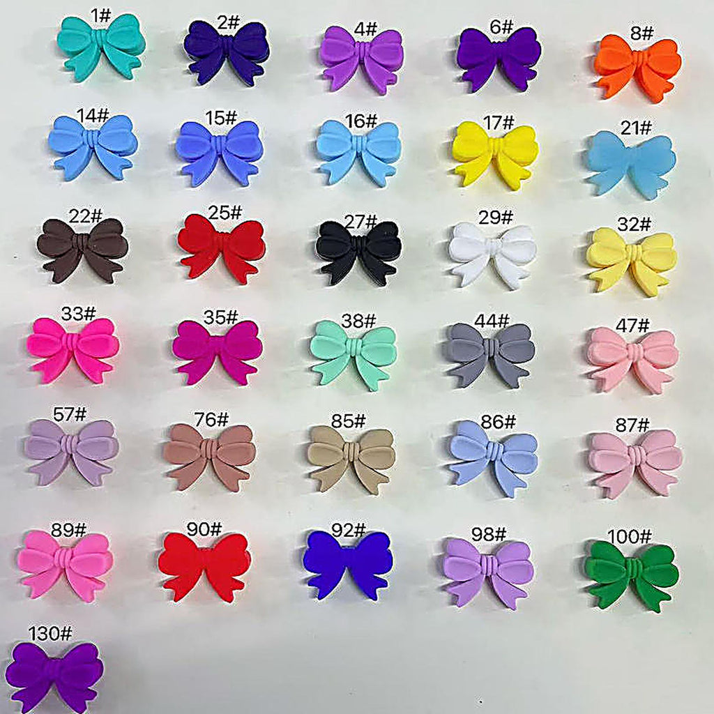 Bow Shape Silicone Beads with Vertical Hole 20pcs - 1#- Turquoise Green