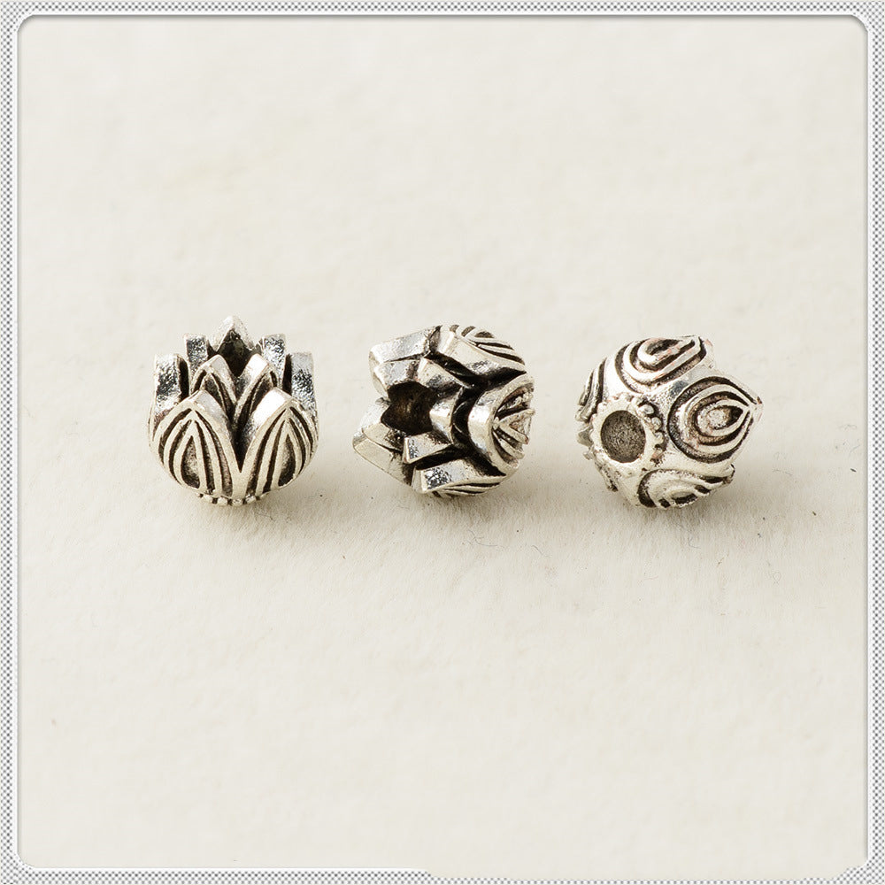 Tibetan Lily Metal Beads 7mm 8mm Antique Silver Tone 100pcs 2