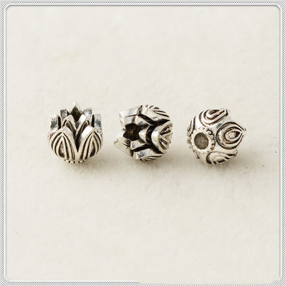 Tibetan Lily Metal Beads 7mm 8mm Antique Silver Tone 100pcs 2