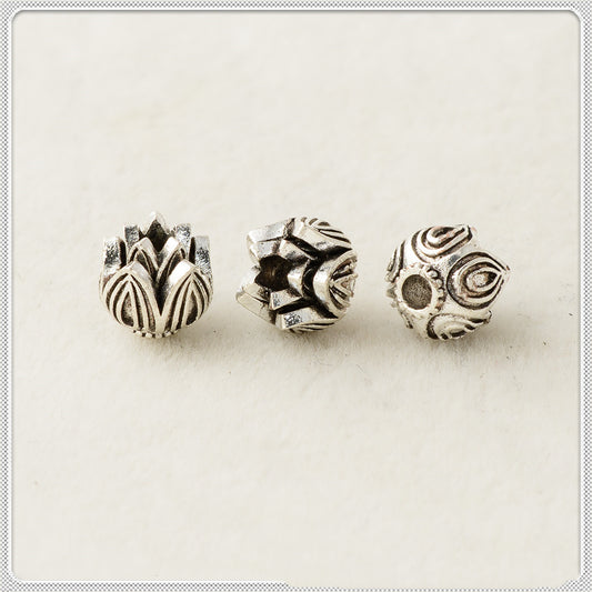 Tibetan Lily Metal Beads 7mm 8mm Antique Silver Tone 100pcs 2