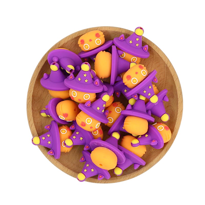 Silicone 3D Focal Beads Halloween Imp Wizard Hat Stars 20pcs 3