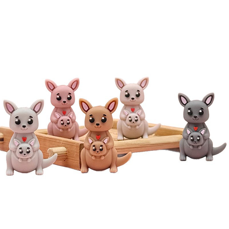 3D Kangaroo Mom and Baby Silicone Focal Beads Animal Design 20pcs 5