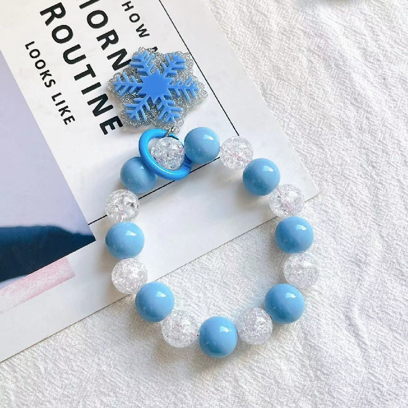 Acrylic Snowflake Beaded Keychain Plastic Resin Frosty Colors 6