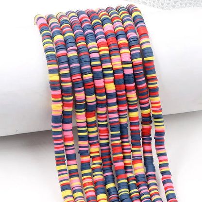 Flat Clay Beads 6mm Colorful Matte Polymer Spacer 10 Strands 47