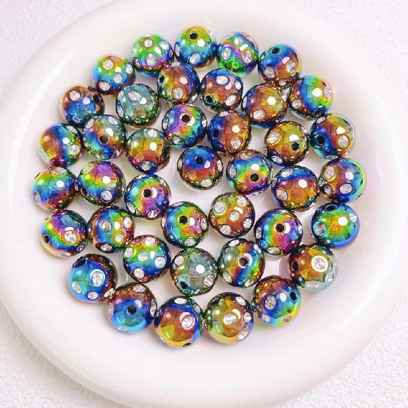 Diamond Round Acrylic Beads 16mm Glossy Faceted Mixed Colors 10pcs 12