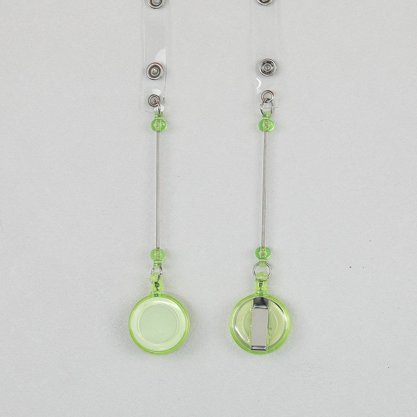 Beadable Badge Reels Retractable ID Keychain Clip - Transparent light green