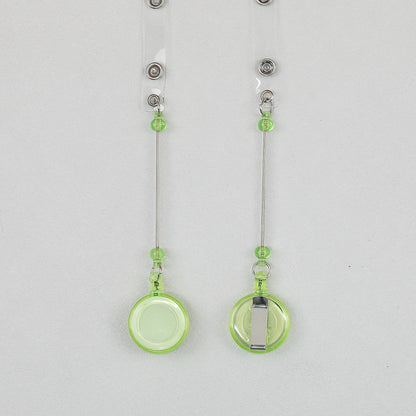 Beadable Badge Reels Retractable ID Keychain Clip - Transparent light green